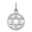 10k White Gold Star of David Pendant with Textured Circular Border, Unisex Religious Jewelry