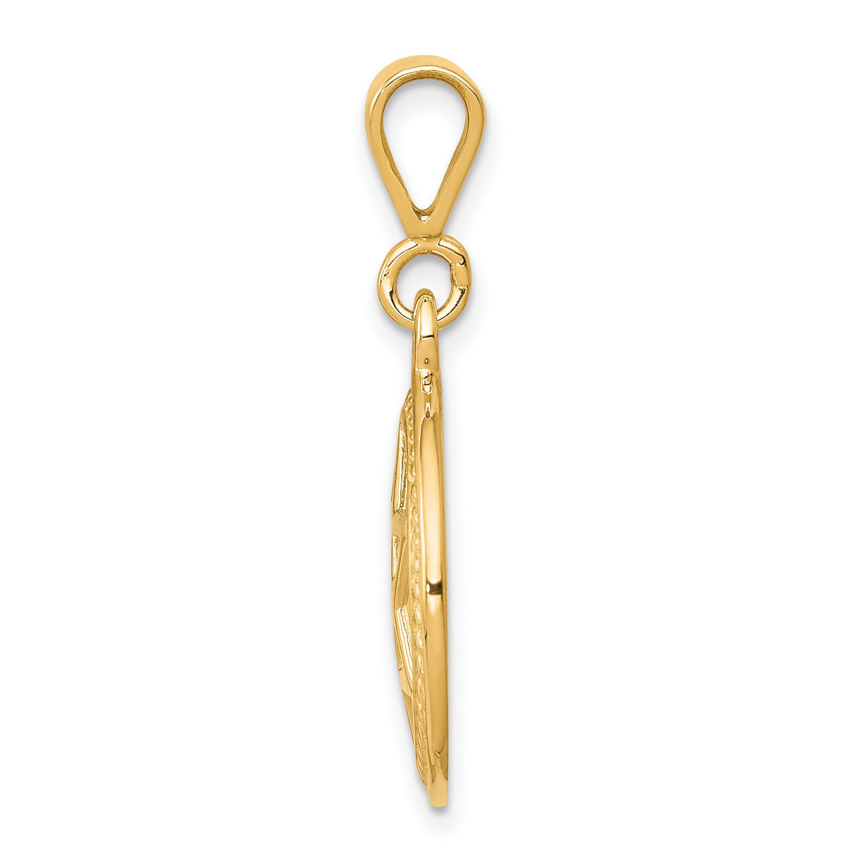 10k Yellow Gold Star of David Pendant with Textured Border, Jewish Symbol Charm