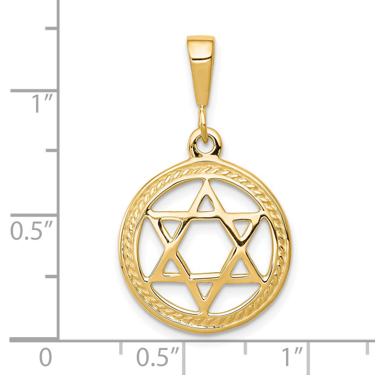 10k Yellow Gold Star of David Pendant with Textured Border, Jewish Symbol Charm