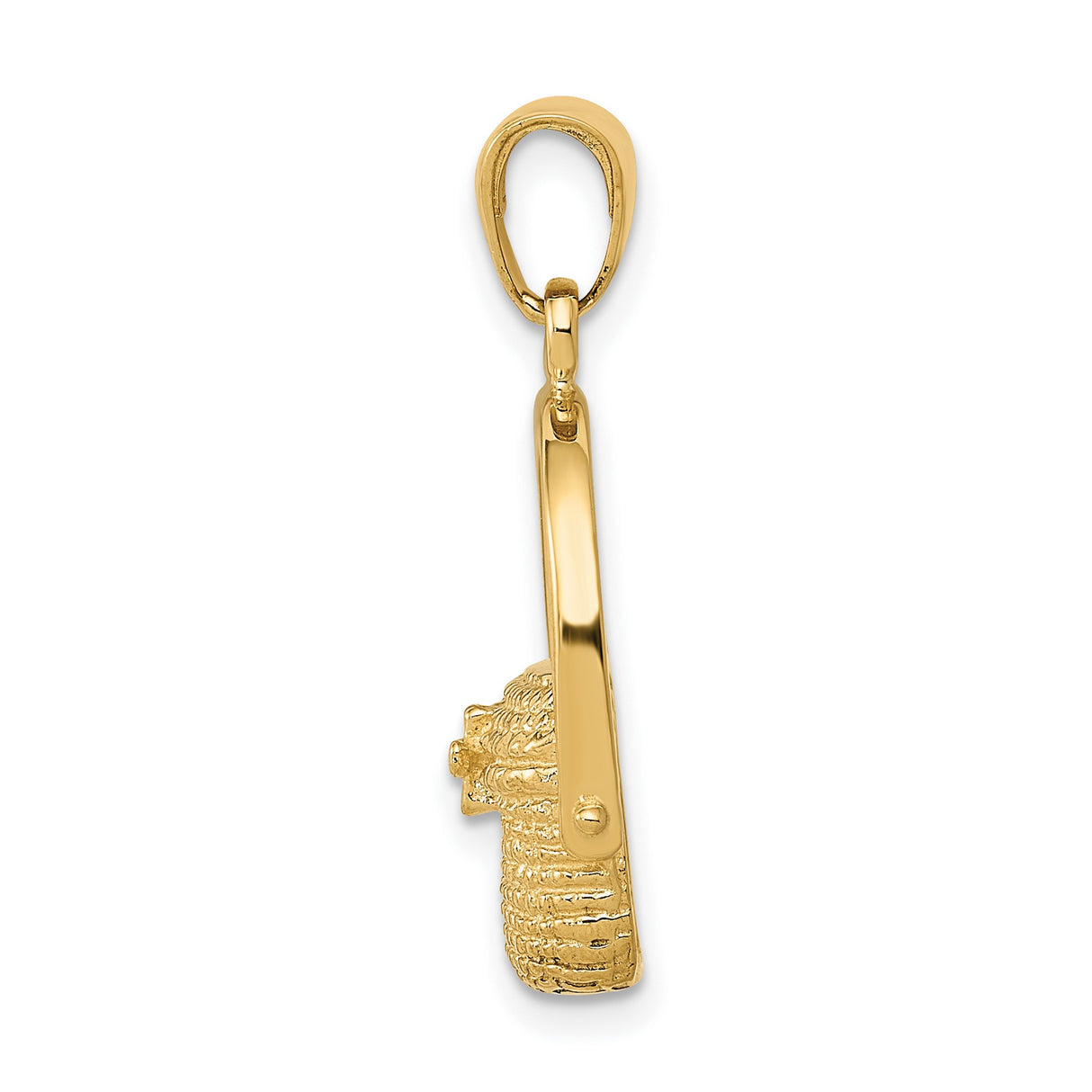 10k Yellow Gold Basket Pendant Charm, Textured Wicker Picnic Style, Artisan Woven Design