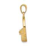 10k Yellow Gold Basket Pendant Charm, Textured Wicker Picnic Style, Artisan Woven Design