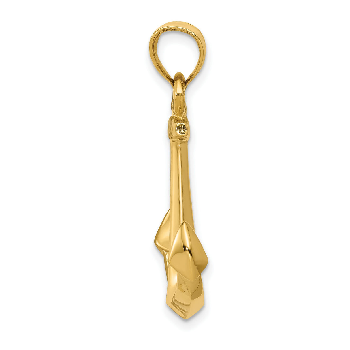 10k Yellow Gold Anchor Pendant, Polished Nautical Symbol of Faith and Strength, Christian Jewelry