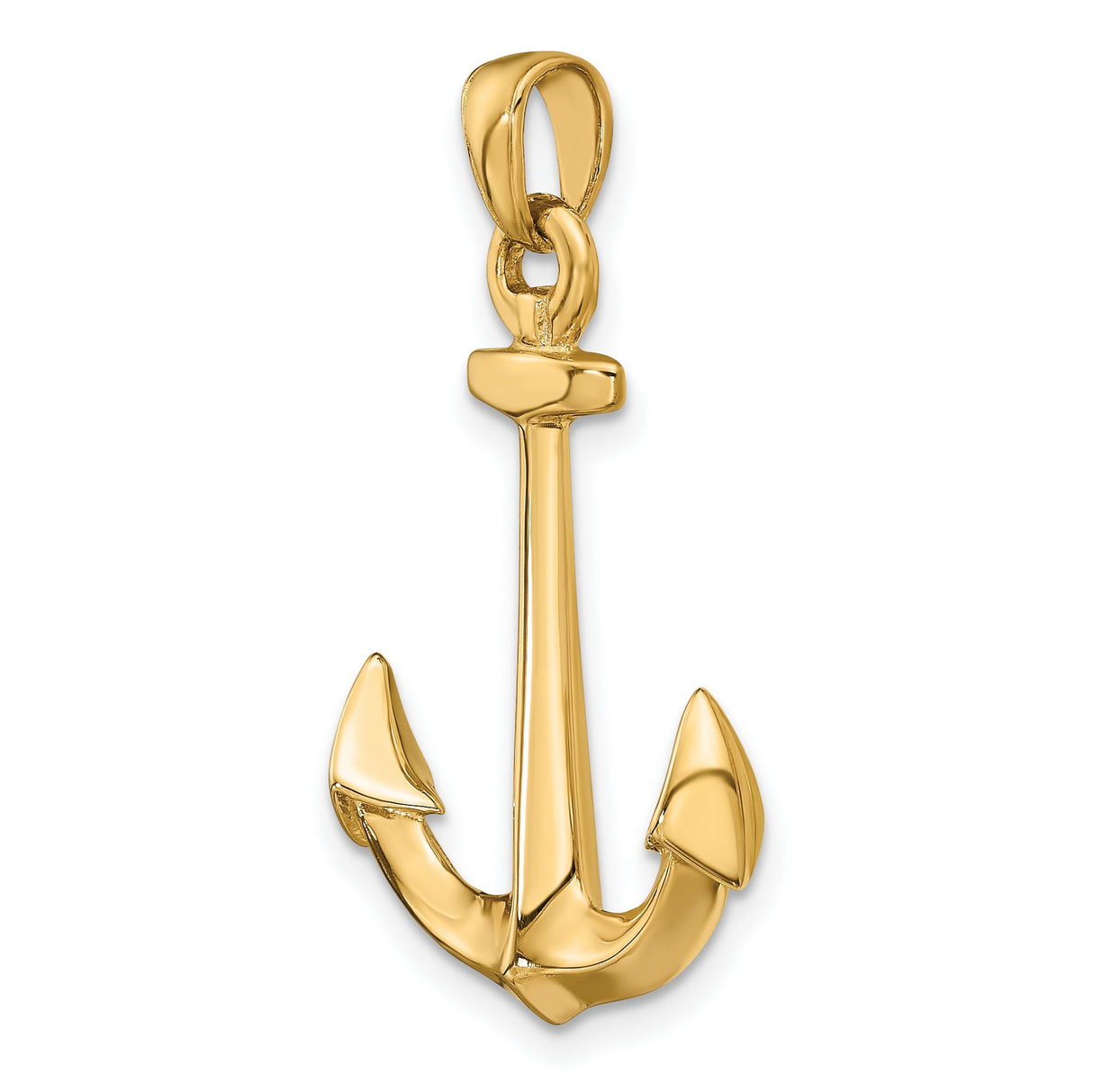 10k Yellow Gold Anchor Pendant, Polished Nautical Symbol of Faith and Strength, Christian Jewelry