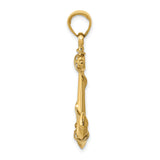 10k Yellow Gold Anchor Pendant with Rope Detailing, Nautical Christian Symbol