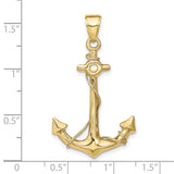10k Yellow Gold Anchor Pendant with Rope Detailing, Nautical Christian Symbol