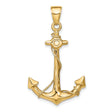10k Yellow Gold Anchor Pendant with Rope Detailing, Nautical Christian Symbol