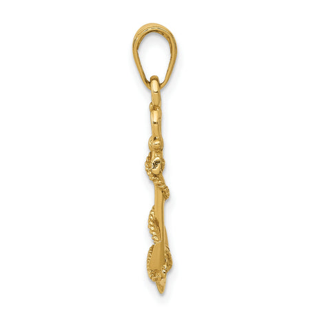 10k Yellow Gold Anchor Pendant with Wrapped Rope Design, Nautical Christian Symbol for Men or Unisex