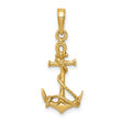 10k Yellow Gold Anchor Pendant with Wrapped Rope Design, Nautical Christian Symbol for Men or Unisex