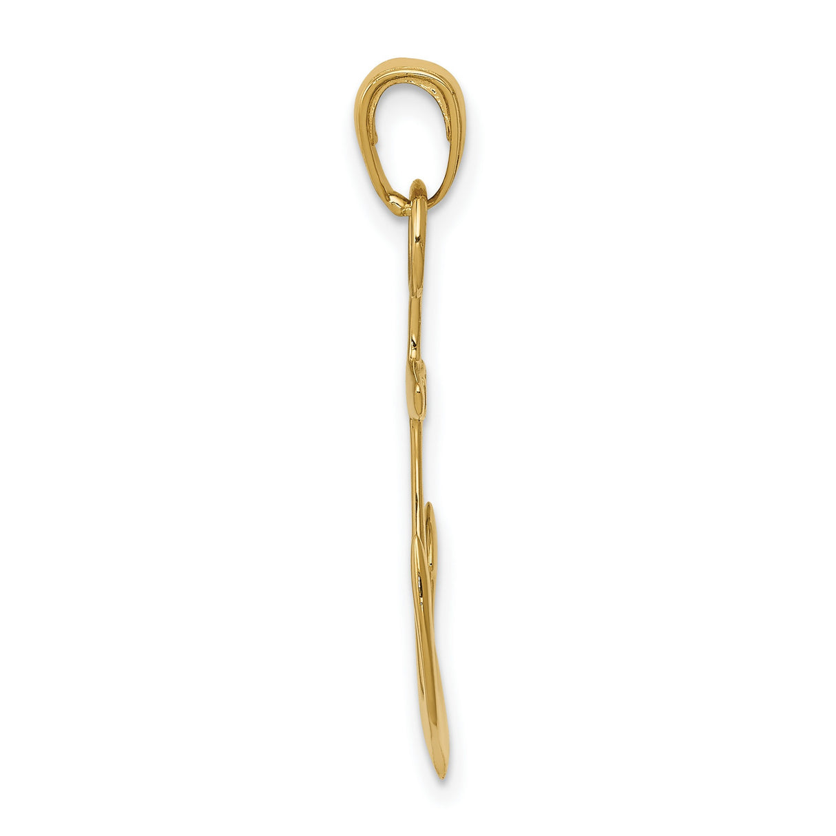 10k Yellow Gold Anchor Pendant, Nautical Christian Symbol with Faith Strength Hope Theme