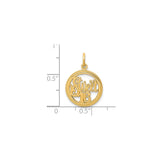 10k Yellow Gold Sweet 16 Pendant Charm, Textured Round Frame, Milestone Birthday Jewelry