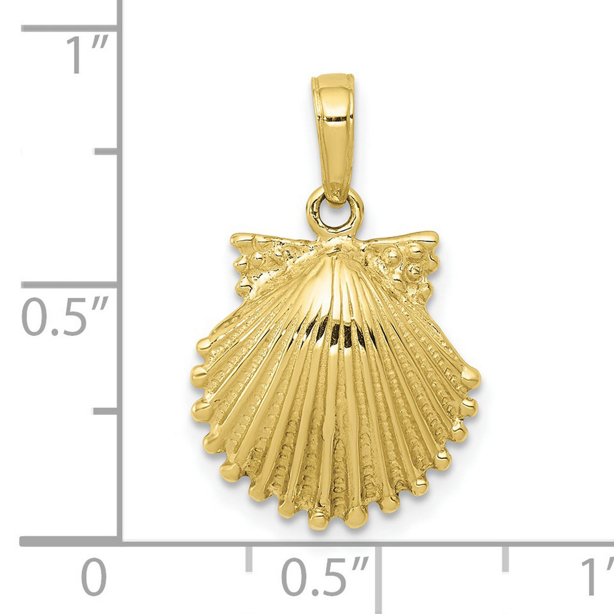 10k Yellow Gold Pendant, Scallop Shell Camino de Santiago Symbol, Religious Travel Charm for Women