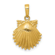 10k Yellow Gold Pendant, Scallop Shell Camino de Santiago Symbol, Religious Travel Charm for Women
