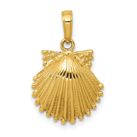 10k Yellow Gold Pendant, Scallop Shell Camino de Santiago Symbol, Religious Travel Charm for Women
