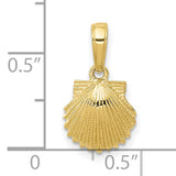 10k Yellow Gold Scallop Shell Pendant, Camino de Santiago Travel Charm, Christian Pilgrimage Jewelry