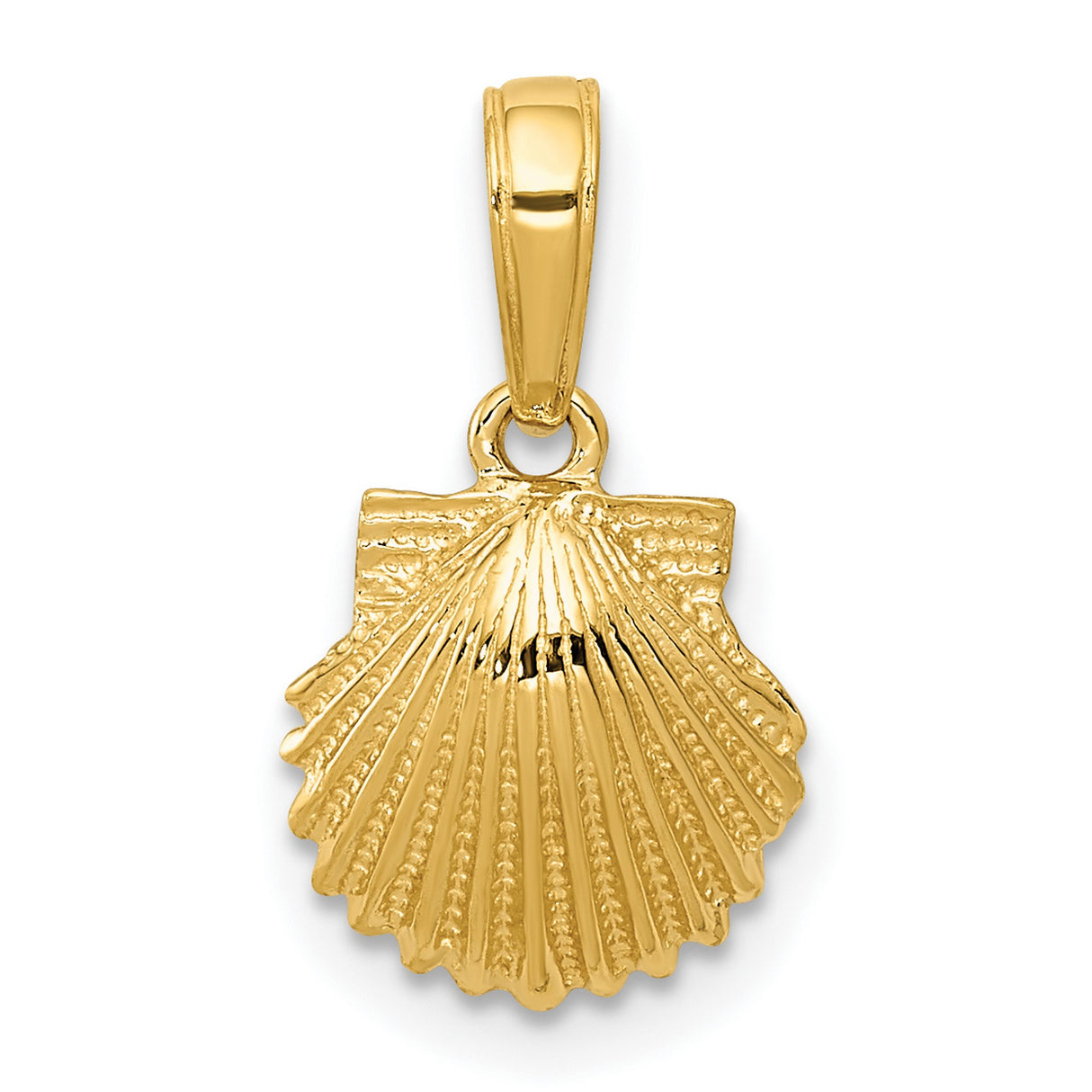 10k Yellow Gold Scallop Shell Pendant, Camino de Santiago Travel Charm, Christian Pilgrimage Jewelry