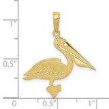 10k Yellow Gold Pelican Pendant, Detailed Bird Design, Nautical Animal Theme for Women or Unisex Wear
