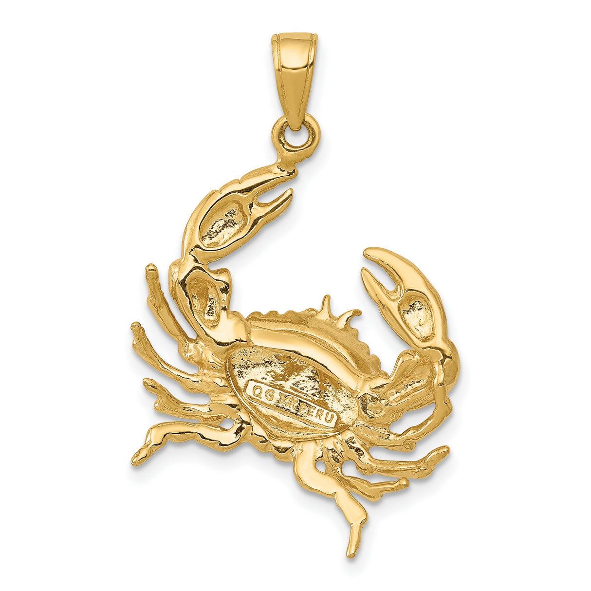 10k Yellow Gold Crab Pendant, Zodiac Cancer Charm, Marine Theme Astrology Jewelry