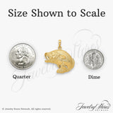 10k Yellow Gold Largemouth Bass Pendant, Realistic Fish Design for Men or Unisex Wear