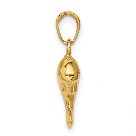 10k Yellow Gold Dolphin Pendant, Sleek Polished Jumping Dolphin Charm, Nautical Marine Life Theme