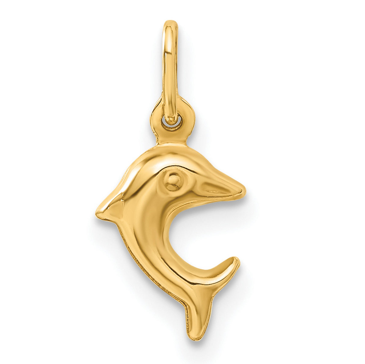 10k Yellow Gold Dolphin Pendant, Open Design Ocean Theme Charm, Nature-Inspired Unisex Jewelry