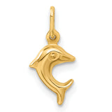10k Yellow Gold Dolphin Pendant, Open Design Ocean Theme Charm, Nature-Inspired Unisex Jewelry