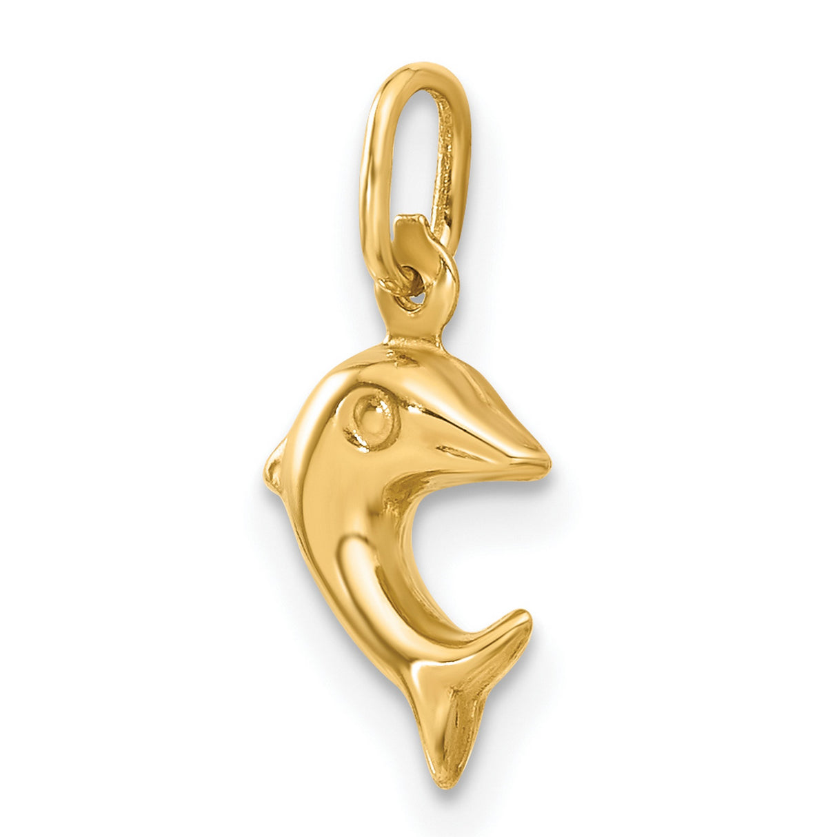 10k Yellow Gold Dolphin Pendant, Open Design Ocean Theme Charm, Nature-Inspired Unisex Jewelry
