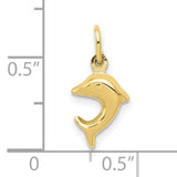 10k Yellow Gold Dolphin Pendant, Open Design Ocean Theme Charm, Nature-Inspired Unisex Jewelry