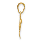 10k Yellow Gold Dolphin Pendant, Jumping Dolphin Design, Marine Life Nautical Charm