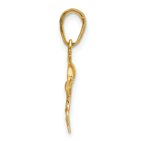 10k Yellow Gold Dolphin Pendant, Jumping Dolphin Design, Marine Life Nautical Charm