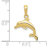 10k Yellow Gold Dolphin Pendant, Jumping Dolphin Design, Marine Life Nautical Charm