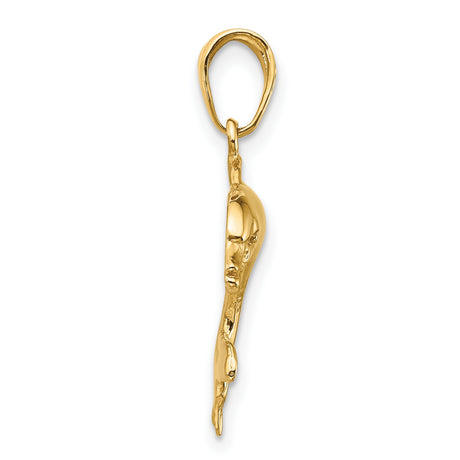 10k Yellow Gold Dolphin Pendant, Jumping Dolphin Charm, Nautical Beach Jewelry for Women or Unisex
