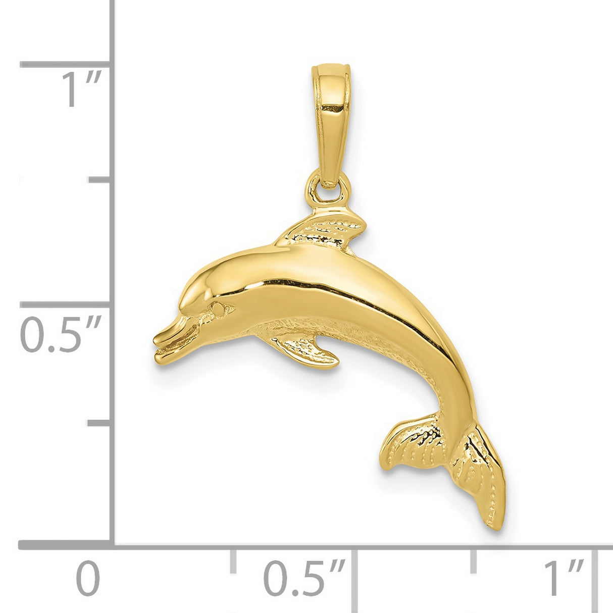 10k Yellow Gold Dolphin Pendant, Jumping Dolphin Charm, Nautical Beach Jewelry for Women or Unisex