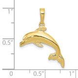 10k Yellow Gold Dolphin Pendant, Jumping Dolphin Charm, Nautical Beach Jewelry for Women or Unisex