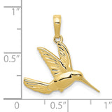 10k Yellow Gold Hummingbird Pendant with Open Wings, Symbol of Joy and Freedom for Women