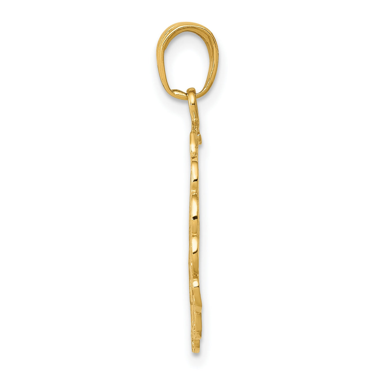 10k Yellow Gold Hummingbird Pendant with Floral Cut Design in Circular Frame