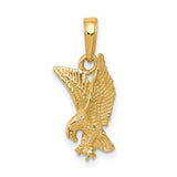 10k Yellow Gold Eagle Pendant, Flying Mid-Dive Design, Symbol of Freedom and Strength