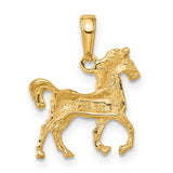 10k Yellow Gold Prancing Horse Pendant, Equestrian Symbol of Strength and Grace, for Women and Unisex