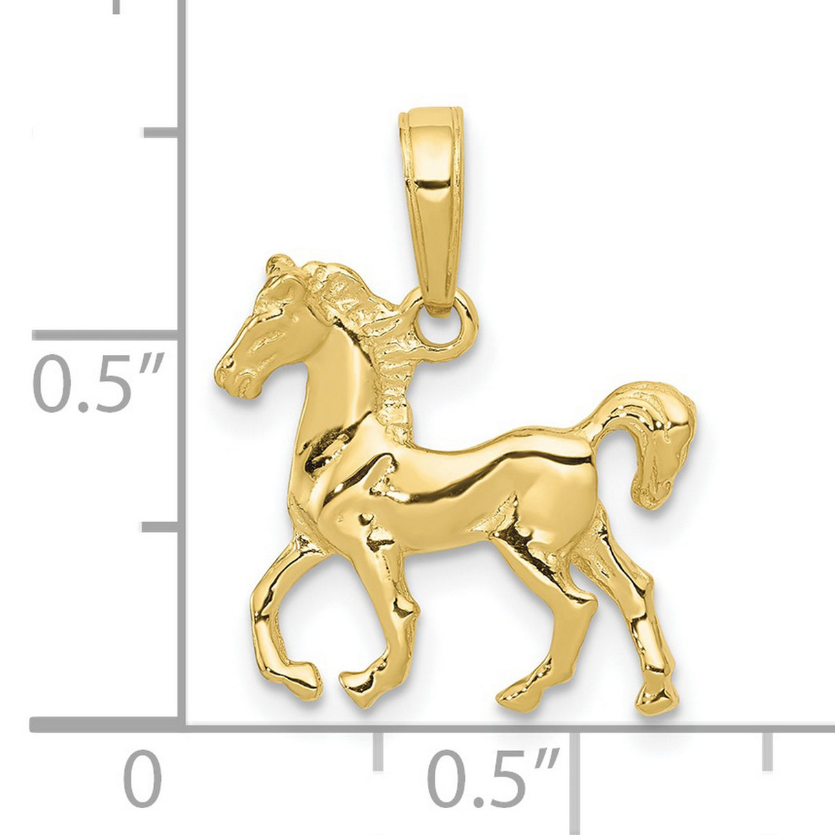 10k Yellow Gold Prancing Horse Pendant, Equestrian Symbol of Strength and Grace, for Women and Unisex