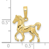 10k Yellow Gold Prancing Horse Pendant, Equestrian Symbol of Strength and Grace, for Women and Unisex