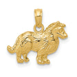 10k Yellow Gold Shetland Sheepdog Pendant, Detailed Collie Dog Charm, Animal Jewelry for Women