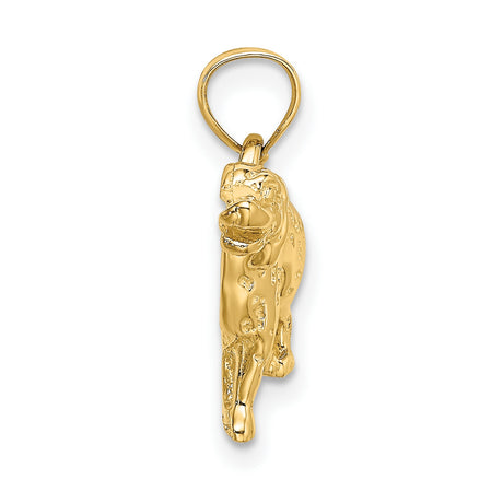 10k Yellow Gold Retriever Pendant, Detailed Dog Charm, Unisex Animal Jewelry Keepsake