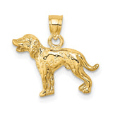 10k Yellow Gold Retriever Pendant, Detailed Dog Charm, Unisex Animal Jewelry Keepsake
