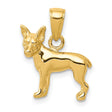 10k Yellow Gold Chihuahua Dog Pendant, Detailed Pet Charm, Polished Finish for Women and Men