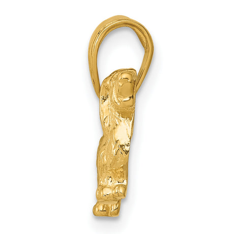 10k Yellow Gold Dachshund Dog Pendant Charm, Long-Haired Design, Animal Jewelry Keepsake