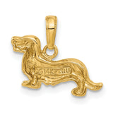 10k Yellow Gold Dachshund Dog Pendant Charm, Long-Haired Design, Animal Jewelry Keepsake