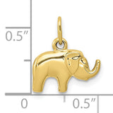 10k Yellow Gold Elephant Pendant Charm with Polished Finish, Symbol of Strength and Luck