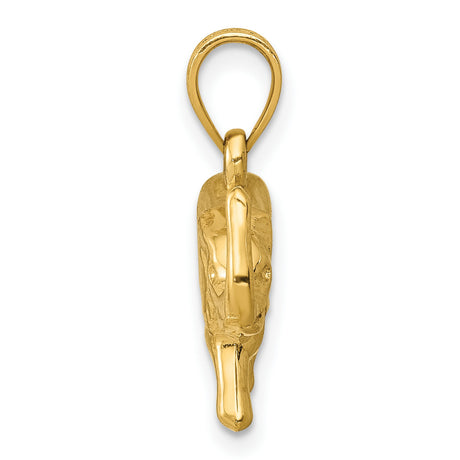 10k Yellow Gold Elephant Pendant with Raised Trunk, Symbol of Wisdom and Strength for Women