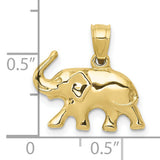 10k Yellow Gold Elephant Pendant with Raised Trunk, Symbol of Wisdom and Strength for Women