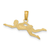 10k Yellow Gold Swimmer Pendant, Mid-Stroke Pose Charm, Athletic Jewelry for Women