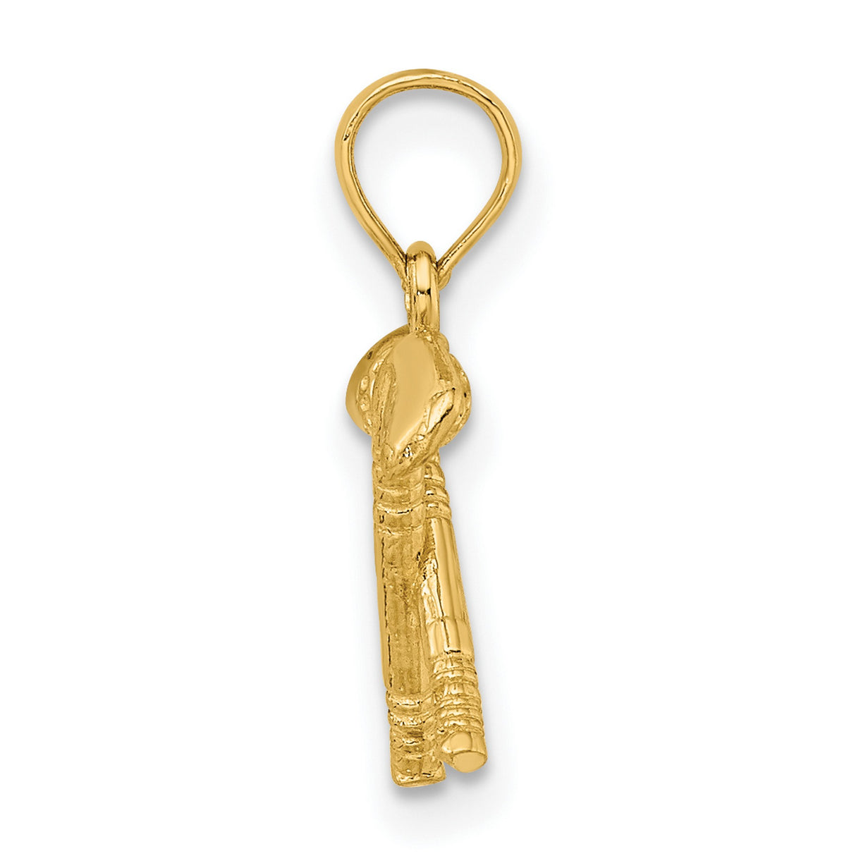 10k Yellow Gold Golf Club Pendant with Textured Ball and Crossed Clubs Design